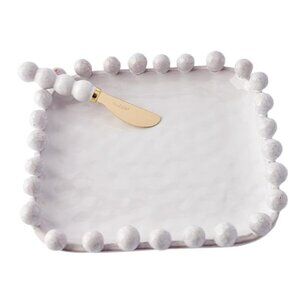 Mud Pie Beaded Cheese Plate 9" x 9"
